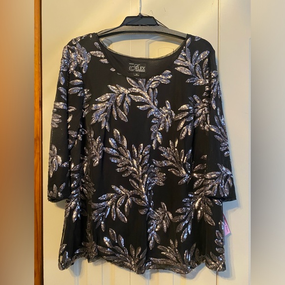 Alex Evenings Plus Size sequin tunic - Picture 1 of 3